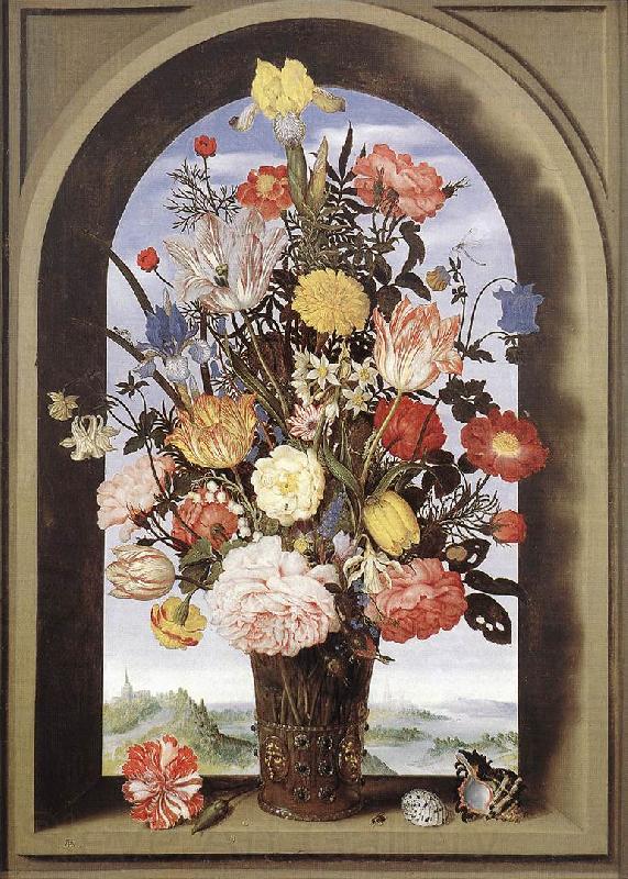 BOSSCHAERT, Ambrosius the Elder Bouquet in an Arched Window  yuyt Norge oil painting art